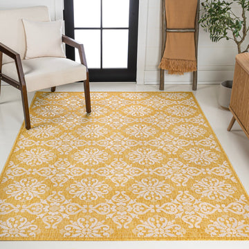Amora Traditional Mediterranean Tile Design Indoor/Outdoor Area Rug